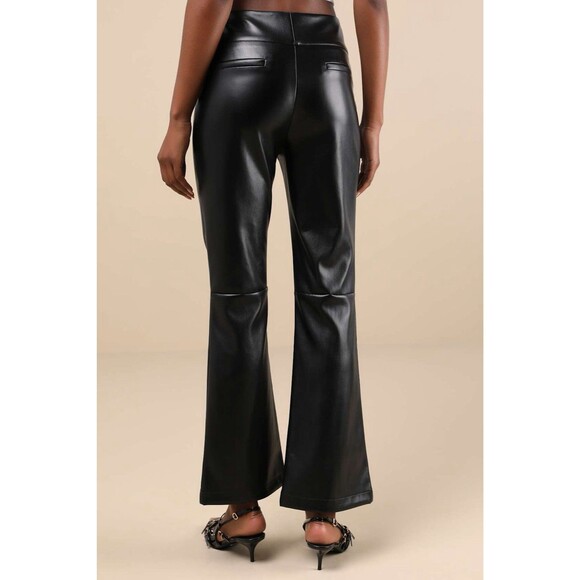 Lulus City Status Pants Women's XS Black Vegan Leather Hi Rise Bootcut NWT - Picture 2 of 16